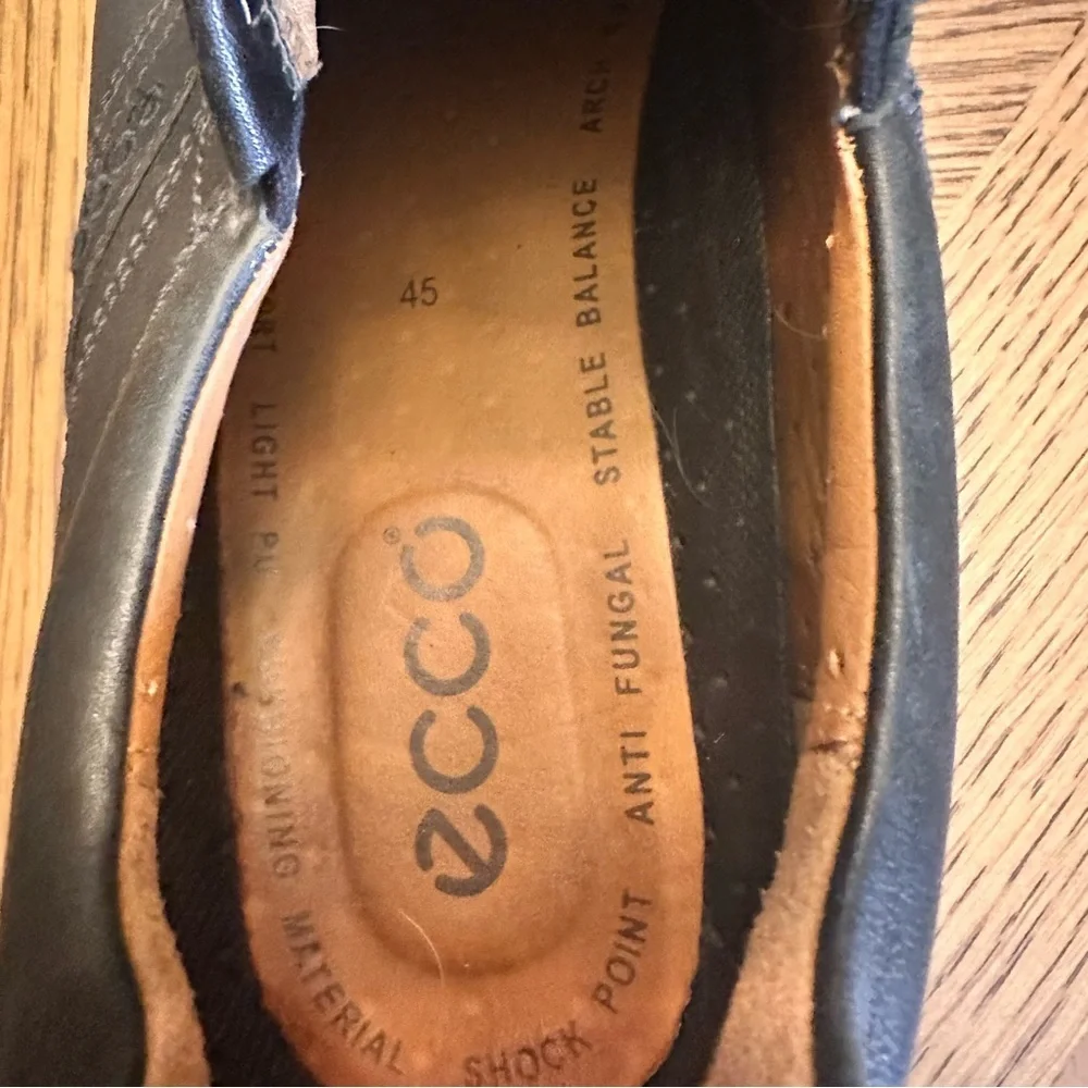 Ecco‎ Mens Loafers Shoes Sz 45 US 11 Black Light Shock Point Slip On Loafers EUC